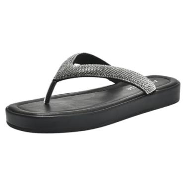 Imagem de Tamanco Dedo Feminino Casual Dia a Dia FlatForm com Strass Via Marte 178-001