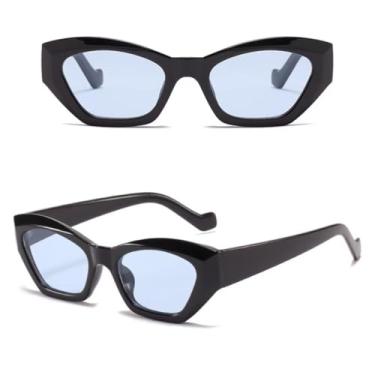 Imagem de HPIRME Óculos de sol estilo masculino com proteção UV fashion feminino (preto azul)