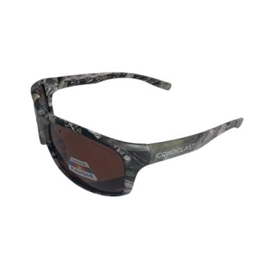 Imagem de Iconoclast Óculos de sol polarizados camuflados com aderência de templo quadrado esportivo caça pesca ao ar livre (Camoflage-FallTree, âmbar)
