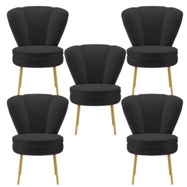 Imagem de Kit 5 Cadeiras para Sala de Espera Moderna Recepção Resistente Pés de Ferro MOBLAN decor (Preto)