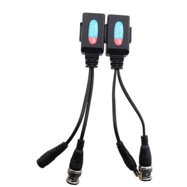 Imagem de CTWHA 2 peças BNC DC 2 em 1 Transmissor de par trançado coaxial de 8 MP Conector BNC para alimentador de cabo de rede 17 cm/6,7 polegadas para equipamentos de vídeo, câmeras, monitores transceptor com