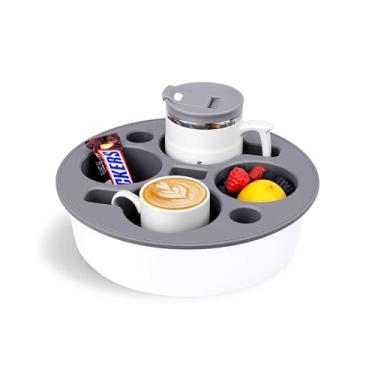 Imagem de Bonfixe Suporte redondo 7 em 1 para cama e sofá, organizador de sofá e cama de silicone à prova d'água, suporte para sofá de grande capacidade para controle remoto de bebidas, lanches, telefones