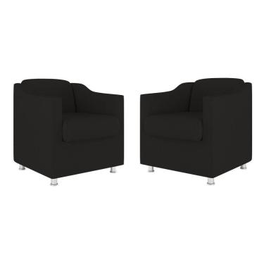 Imagem de Kit 02 Cadeiras Poltronas Decorativas Recepção Clinica Suede Cor:preto