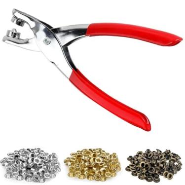 Imagem de Kit de alicates de ilhós, 300 peças, alicate de furador de ilhós de 1/10.2 cm para tecido, couro, cinto
