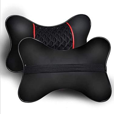 Imagem de 2PCS PU Couro Car Encosto de Cabeça Almofadas Almofada Almofada Descanso Pescoço, Suporte Ergonômico para Condução, Viajar e Famílias, Ajustável, Respirável e Lavável, Memory