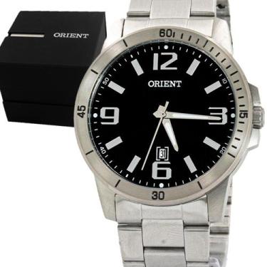 Imagem de Relógio Masculino Orient Prata Mostrador Preto Original Resistente à Á