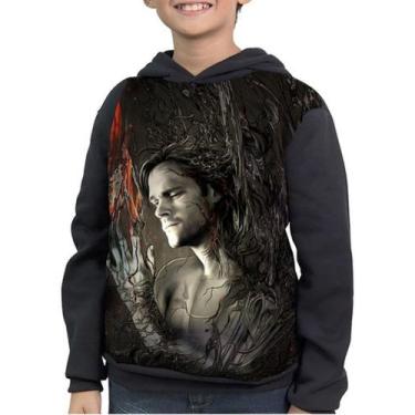 Imagem de Casaco Moletom Infantil Sam Winchester Supernatural - smoke, Preto, 4