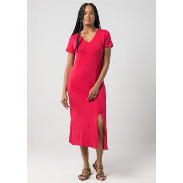 Imagem de Vestido Midi Manga Curta Pau a Pique Vermelho