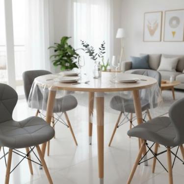 Imagem de Toalha De Mesa Redonda Plástico Transparente 1,60m Diâmetro