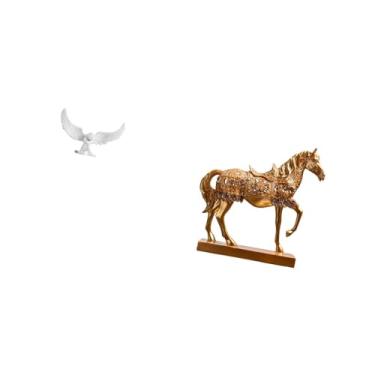 Imagem de Fenteer Estátua de Anjo de Resina, Cavalo, Escultura, Ornamento para Escritório, Inauguração de Casa, Estante, Corredor, Mesa, Animal, Decoração Gravada