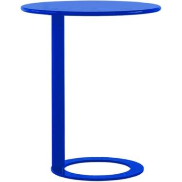 Imagem de Mesa Lateral Livig Room, Mesa Lateral Em Forma De C, Mesa De Cabeceira, Mesa Lateral De Sofá, Mesa De Café Roud, Com Mesa De Sofá De Estrutura De Metal, Escri, Black Gloss, 48 * 74cm