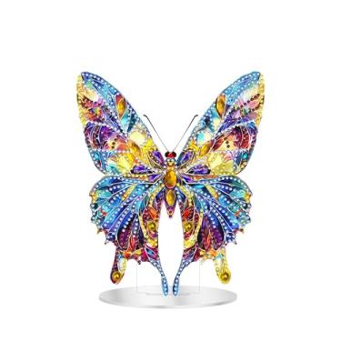 Imagem de Zariocy Kits de arte de diamante de mesa 5D para adultos – Ornamento especial de mesa de borboleta dupla face com strass, DIY Home Stand Up Animal Diamond Painting Kit de artesanato de placa acrílica