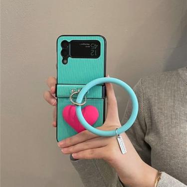 Imagem de Tiras vintage 3d amor coração caso com anel caso para samsung galaxy z flip4 z flip 3 4 5g z flip3 zflip5 capa, b, para samsung z flip 4