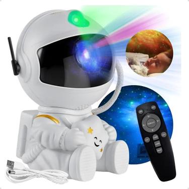 Imagem de Luminária Astronauta Projetor Led Infantil Galáxia 127/220V