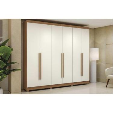 Imagem de Guarda Roupa Casal 6 Portas e 3 Gavetas c/ Pés CB03T580 Canela/Off Whi