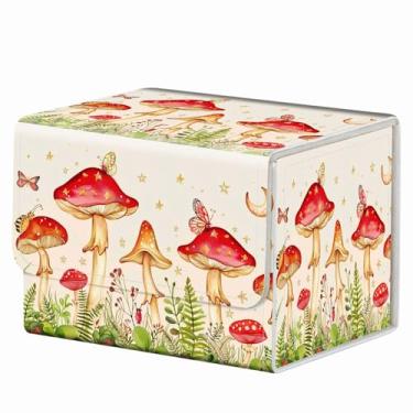 Imagem de RMJKXQZG Caixa de baralho com ímã forte MTG, caixa de baralho de cartas de baralho com padrão criativo, caixa de armazenamento para jogos colecionáveis para cartas TCG, flores de borboletas de