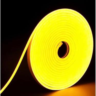Imagem de Fita de LED Mangueira Neon 5 Metros IP65 Flexível Com ou Sem Fonte | 8 Cores (Amarelo,Com Fonte)