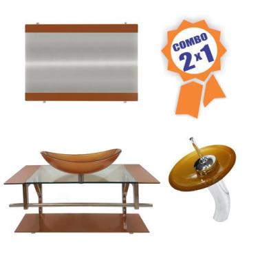 Imagem de Combo 2 em 1 - Gabinete 90cm Romênia + Torneira Ibiza - EKASA, Dourado