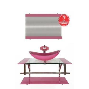 Imagem de Gabinete de Vidro 80cm para Banheiro Dinamarca - EKASA, Rosa