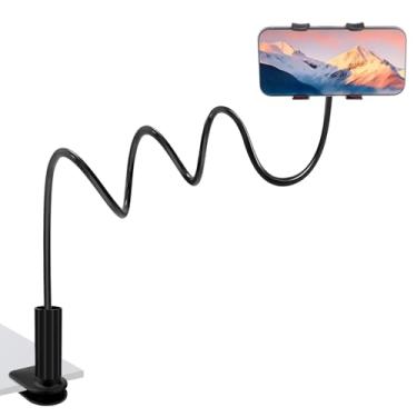 Imagem de Bysimilai Suporte para celular pescoço de ganso - braço longo flexível de 70 cm, braçadeira atualizada, suporte de celular ajustável 360 para cama, mesa, cabeceira de cabeceira, celular de 4 a 7