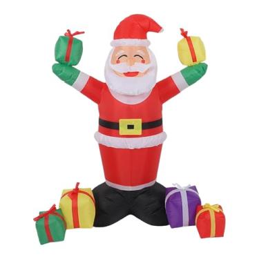 Imagem de Fenteer Papai Noel inflável de Natal com luzes de LED - Decoração divertida para jardim, quintal e ambientes internos durante o inverno.