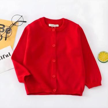 Imagem de Cardigan de Algodão Vermelho Infantil - Estilo Coreano para Meninos e 
