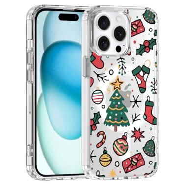 Imagem de JOYLAND Capa para iPhone 15 Pro, compatível com MagSafe, árvore de Natal, design fofo, capa de telefone transparente, capa protetora antiamarelamento TPU macio à prova de choque com proteção contra