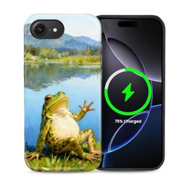 Imagem de ZHEGAILIAN Capa 2 em 1 para iPhone 16e 6,1 polegadas, compatível com MagSafe à prova de choque antiderrapante com capa de proteção de corpo inteiro, design de impressão fashion fosco texturizado fosco