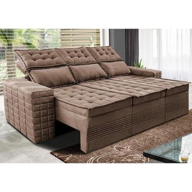 Imagem de Sofá 3 Lugares Retrátil E Reclinável Cama Inbox Senses 2,00m Velusoft Castor