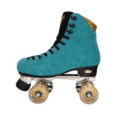 Imagem de Galaxy Skates Patins LED - Patins femininos de camurça com iluminação de couro quadrilátero, patinação interna e externa, patins premium vários tamanhos (azul-petróleo, 3)