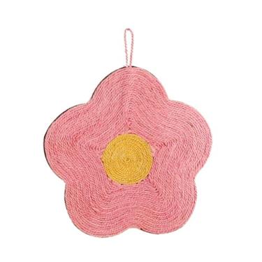 Imagem de Acouto Sisal Gato Scratcher Almofada Grande Espaço Bonito Forma Gato Arranhando Esteira para de Estimação Durável e Antiderrapante (Flor Vermelha)