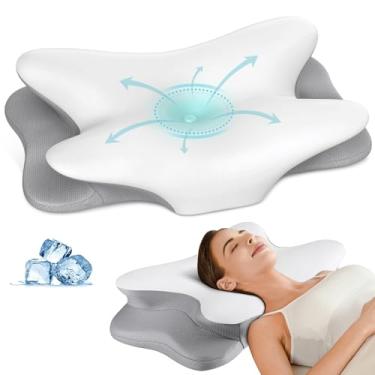 Imagem de Travesseiro de pescoço cervical, almofadas de espuma viscoelástica para alívio da dor, travesseiro ergonômico para dor no ombro, travesseiro ortopédico, travesseiro de cama para dormir, costas e