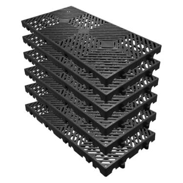 Imagem de Paletes de plástico resistente - 6 peças de almofadas de armazenamento leves à prova d'água, empilháveis e empilháveis, design de grade ventilada para armazém/garagem/exterior