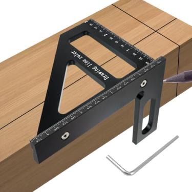 Imagem de Régua de medição multiângulo 3D, transferidor quadrado de liga de alumínio de 45-90 graus, régua de linha de desenho de triângulo de esquadria, ferramenta de medição de alta precisão para carpinteiro