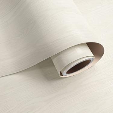 Imagem de VaryPaper Papel de parede de madeira branco grande 81 cm x 890 cm para contato de madeira para quarto papel de parede de madeira removível autoadesivo impermeável para armários de bancadas