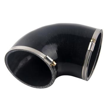 Imagem de broyear ID Acoplador de cotovelo turbo de 10 cm 102 mm 90 graus, tubo de admissão universal automotivo de silicone puro, com grampos, preto