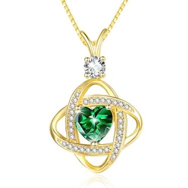 Imagem de HeartMelody Colar infinito feminino banhado a ouro branco 14 K 18 K delicado coração pingente de pedra do mês de nascimento, colar diário, aniversário, presente de aniversário para esposa e mãe