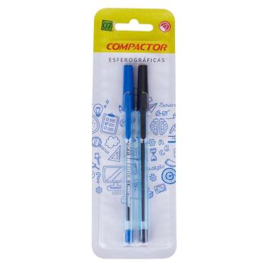 Imagem de Caneta Esferográfica 0.7mm Preta e Azul Compactor