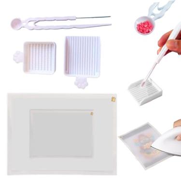 Imagem de Ouliget Conjunto de ferramentas de contas de fusível, pinça de agulha única de 2,6 mm, bandeja de alinhador e caixa de armazenamento, contas de fusíveis reutilizáveis, pano de engomar 2 dimensões