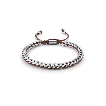 Imagem de Zysta Pulseiras de corrente de corda de aço inoxidável para homens, pulseira de corrente de elos franco de prata ajustável, caixa quadrada trançada, joia masculina, presente de aniversário para pai e