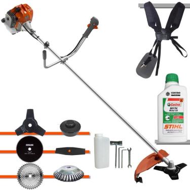 Imagem de Roçadeira Aparador de Grama À Gasolina Tekna RL520ACN-TK 52cc 2HP 9.000rpm Completo Com Kit 4 Lâminas + Carretel + Escova de Aço + ÓLEO STIHL 2T