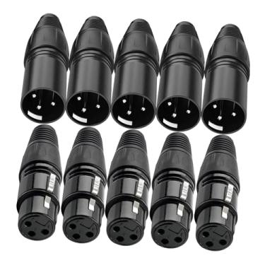 Imagem de JunZheHub Conector de Cabo de Microfone, Acessório para Instalação, Adaptador XLR (macho/fêmea), Conector XLR de 3 Pinos para Prática E, Preto 10 Peças