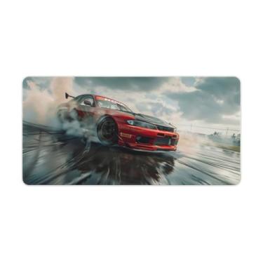 Imagem de HouLaiZhe Drift Car S15 JDM Smoke Large Gaming Mouse Pads Tapete de Mesa Base de Borracha Antiderrapante Laptop Acessórios de Computador Suprimentos Bloco de Escrita para Escritório Casa 30 x 60 cm