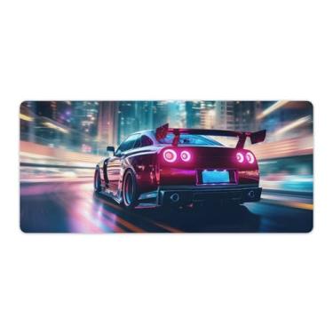 Imagem de FoRes JDM Tapete de mouse grande para jogos Speed JDM R35 carro néon borrão cool tapete de mesa base de borracha antiderrapante acessórios de computador laptop suprimentos bloco de escrita para