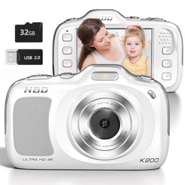 Imagem de Câmera digital, câmeras de vlogging 4K com foco automático para fotografia com cartão de 32 GB, câmera digital compacta portátil de 64 MP para adolescentes, crianças, adultos, iniciantes, com zoom de