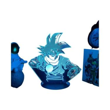 Imagem de Luminária LED Super Saiyan Goku Com Suporte De Acrílico, Decoração De 