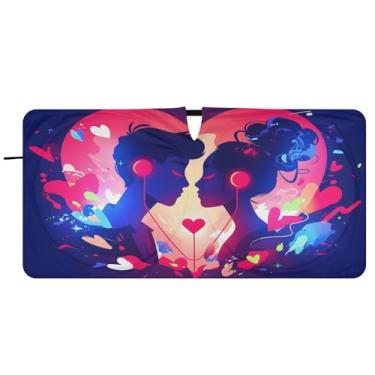 Imagem de CEBUGI Para-brisa de carro dobrável sombra de sol dia dos namorados cortinas de janela de carro guarda-chuva pára-brisa frontal para acessórios de carro bloqueador solar refletivo de carro legal, M