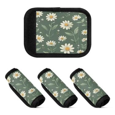 Imagem de Qilmy Beautiful Little Daisies Bagagem Handle Wrap Pacote 2 Identificadores de Bagagem Tag Comfort Handle Grips Capa para Carrinho de Viagem Bolsa Mala Avião Acessórios de Viagem 1166