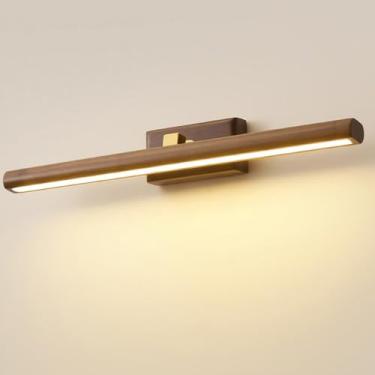 Imagem de Luminária de parede LED 12W em madeira, giratória, para ambientes internos, com intensidade de luz ajustável, estilo industrial vintage, 3000K/4500K/6000K. Luminária moderna de parede com es