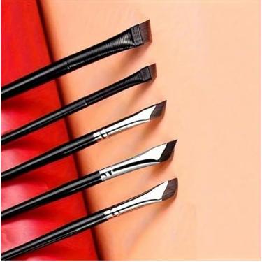 Imagem de Conjunto de 5 pincéis profissionais de delineador de sombras angulares ultrafinas, com bordas inclinadas de precisão, para delineador de sombra e definição de sobrancelha